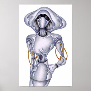 Retro-stijl humanoïde robot. poster