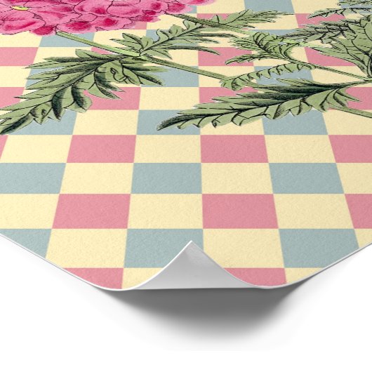 Retro  stijl Hydrangea Flower Art Poster (Hoek)