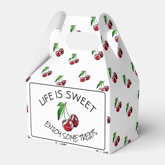 Retro stijl kersen Snoep of cupcake doos Bedankdoosjes (Voorkant Zijde)