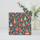Retro Stijl Kerstbomen en Decoraties Kaart (Staand voorkant)