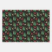 Retro Stijl Kerstboom en Giftpatroon Inpakpapier Vel (Voorkant)