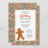 Retro stijl kerstkoekjes uitwisseling feestje kaart (Voorkant / Achterkant)