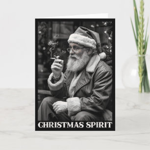 Retro stijl Kerstman die sigaret rookt Kerstmis Kaart