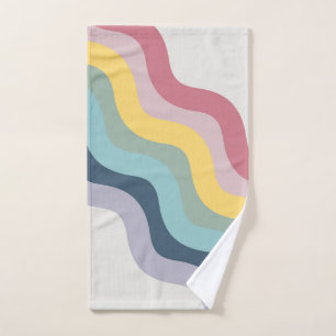 Retro stijl kleurrijke diagonale golven ontwerp bad handdoek