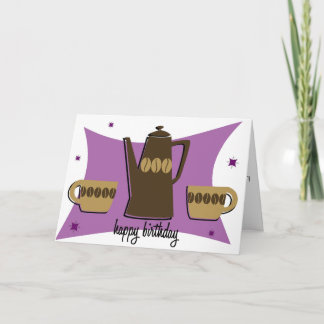 Retro stijl koffie thema Verjaardag Kaart (Paarse)
