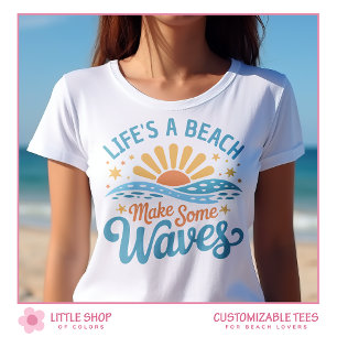 Retro Stijl Leven is een Feestje Aanpasbaar Dames- T-shirt