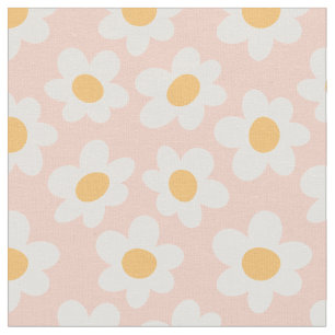 Retro stijl madeliefjes in bloei op roze achtergro stof