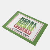 Retro Stijl Monogram Prettig Prettig Kerstmis Deurmat (Schuin)