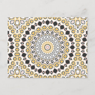 Retro stijl mosterdgeel en zwart medaillon briefkaart