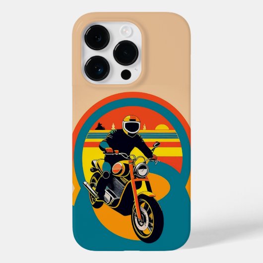 Retro-stijl motorrijder in Schilderachtig zonsonde Case-Mate iPhone Case (Achterkant)