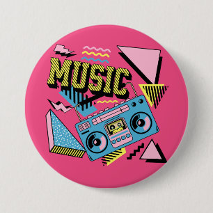 Retro stijl muziek boombox ontwerp ronde button 7,6 cm