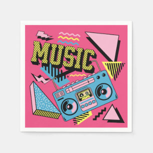 Retro stijl muziek boombox ontwerp servet