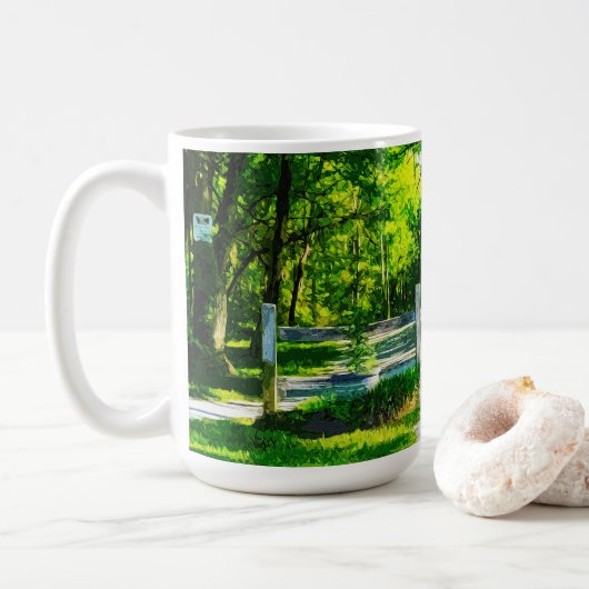 Retro stijl Natuur Afbeelding Mok (Met donut)
