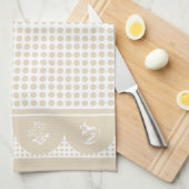 Retro  stijl natuurlijke tan polka dot scallop theedoek (Quarter Fold)