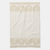 Retro  stijl natuurlijke tan polka dot scallop theedoek (Verticaal)