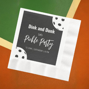 Retro Stijl Neon Zwarte Thema Pickleball Verjaarda Servet