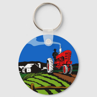 Retro-stijl op een  boerderij sleutelhanger