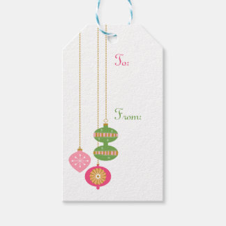 Retro stijl Ornamenten -Roze Cadeaulabel