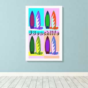 Retro  stijl Pop Art SurfBoards #Beachlife Canvas Afdruk
