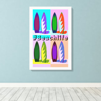 Retro  stijl Pop Art SurfBoards #Beachlife Canvas Afdruk