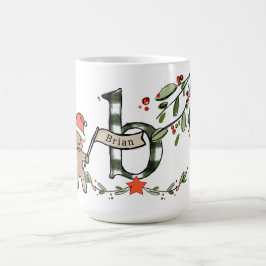 Retro stijl Schattige kerstmonogram B met naam Koffiemok