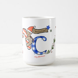 Retro stijl Schattige kerstmonogram C met naam Koffiemok
