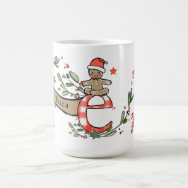 Retro stijl Schattige kerstmonogram E met naam Koffiemok