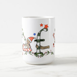Retro stijl Schattige kerstmonogram F met naam Koffiemok