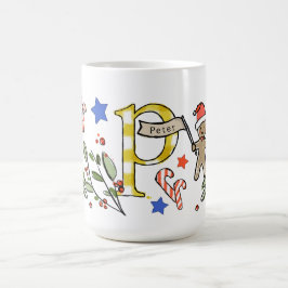 Retro stijl Schattige kerstmonogram P met naam Koffiemok