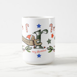 Retro stijl Schattige kerstmonogram R met naam Koffiemok