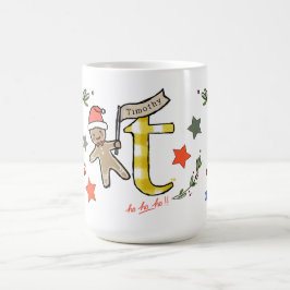 Retro stijl Schattigee kerst monogram T met naam Koffiemok