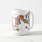 Retro stijl Schattigee kerst monogram U met naam Koffiemok (Voorkant rechts)