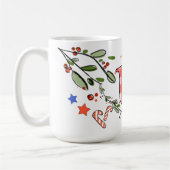 Retro stijl Schattigee kerst monogram U met naam Koffiemok (Links)