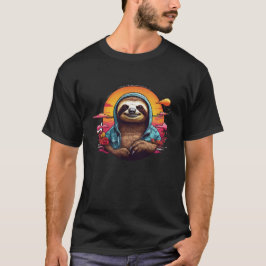 Retro stijl Schattigee luiaard T-shirt