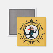 Retro-Stijl Starburst Cartoon Cat Square Magnet Magneet (Voorkant / Achterkant)