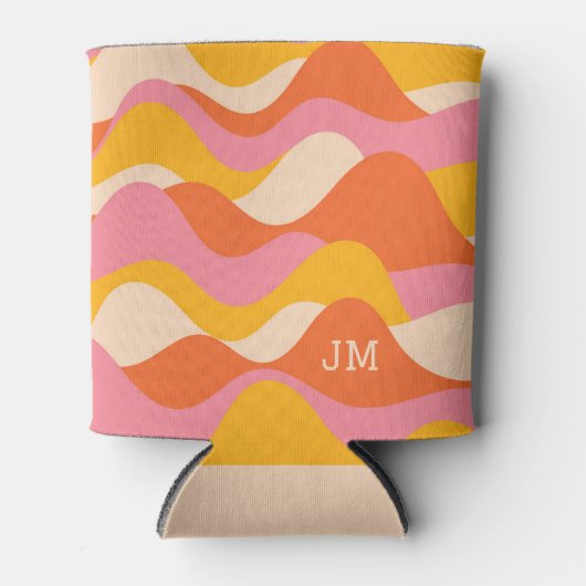 Retro stijl stormachtige golven blikjeskoeler (Voorkant)