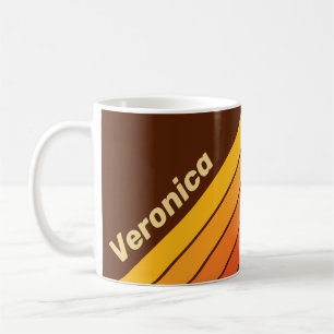 Retro Stijl Strepen met Naam Koffiemok