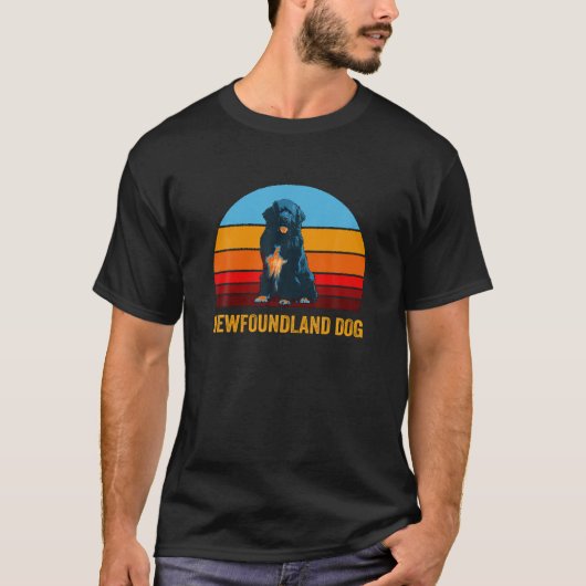 Retro  stijl Sunset Newfoundland Dog T-shirt (Voorkant)