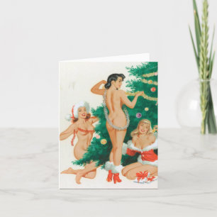 Retro-stijl "Trimming the Tree" Vakantie Kaart