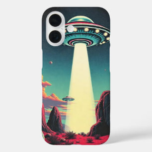 Retro stijl UFO maken contact iPhone 16 Hoesje