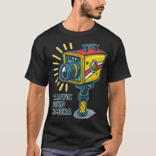 Retro Stijl Verkeerssnelheids Camera Illustratie T-shirt