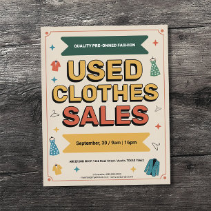 Retro-Stijl - Verkoop van Gebruinde Kleding Flyer