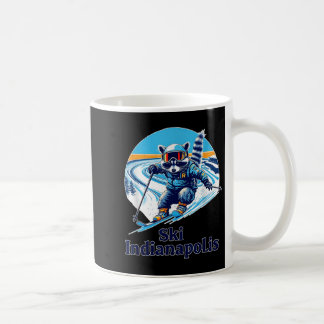 Retro stijl wasbeer skiën in Indianapolis Indiana Koffiemok
