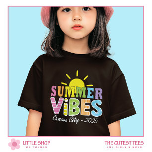 Retro stijl zomer vibes kleurrijke typografie meis t-shirt