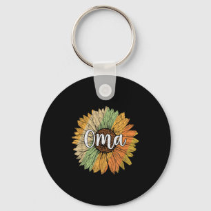 Retro stijl zomer zonnebloem grafisch voor oma sleutelhanger