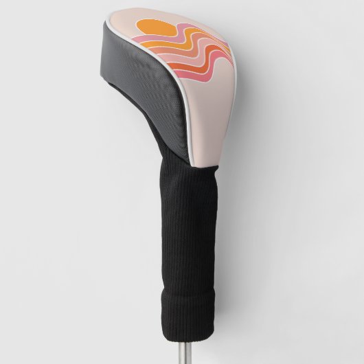Retro stijl zonsopgang illustratie golfheadcover (Schuin)