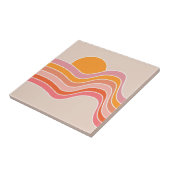 Retro stijl zonsopgang illustratie tegeltje (Zijkant)