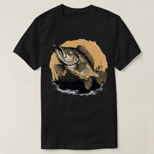 Retro stijl zwarte drum vis t-shirt (Design voorkant)