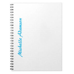 Retro stijlvol elegant gewoon hemelsblauw wit notitieboek