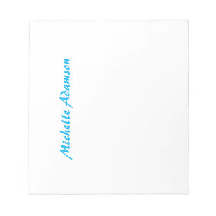 Retro stijlvol elegant gewoon lichtblauw wit notitieblok